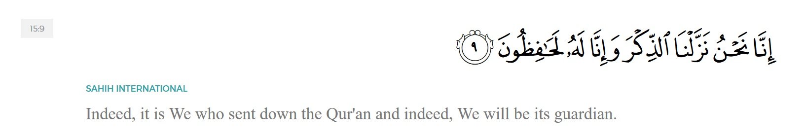 Verse about Un Changed Quran